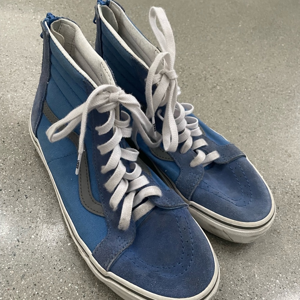 Adidas Blue and Gray High-Top Sneakers